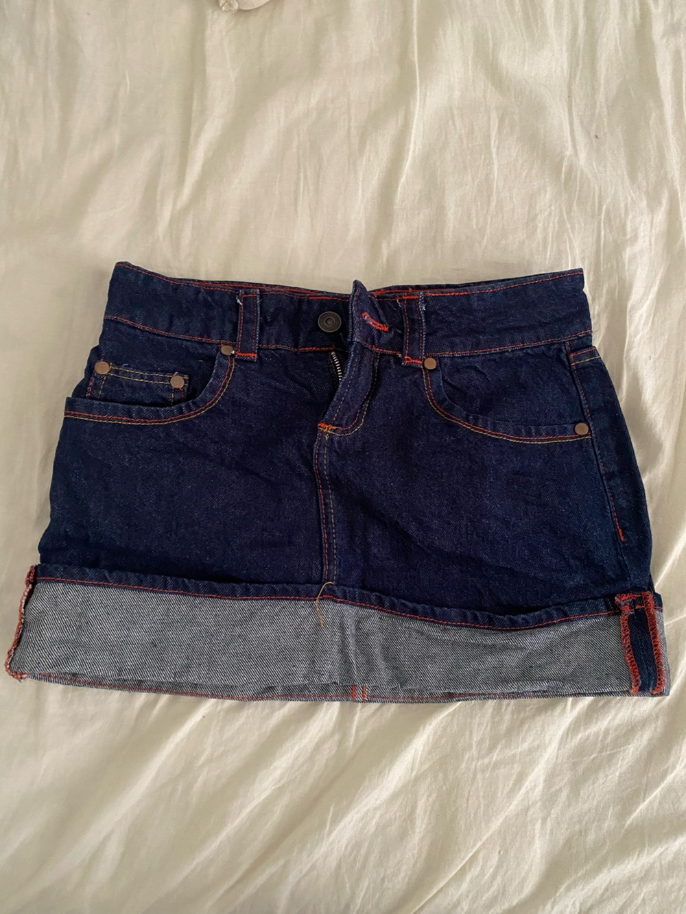 Bershka Dark Blue Denim with Orange Topstitching